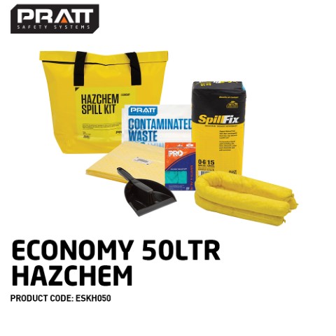 PRATT SPILL KIT ECONOMY 50LTR HAZCHEM YELLOW BAG